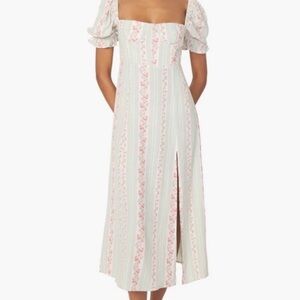 WeWoreWhat Floral Victorian Puff Sleeve Rose Midi Dress Size 4